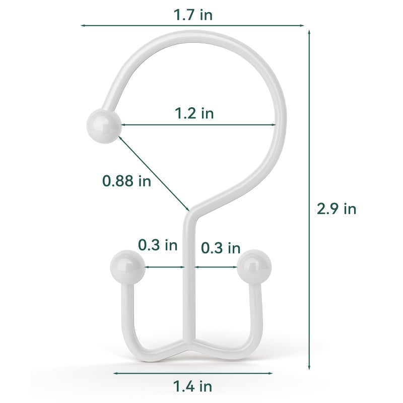 Goowin 24 Pcs Shower Curtain Hooks Rings, Durable Shower Curtain Rings Rust Proof, Double Glide Shower Rings for Curtain, Simple Shower Hooks for Shower Curtain & Liner, White - Image 4